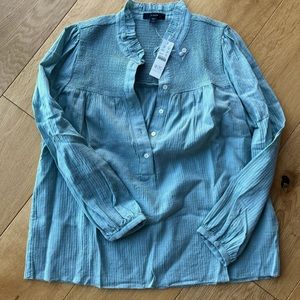 J.Crew long sleeve soft gauze garden top in XS in dusty shale